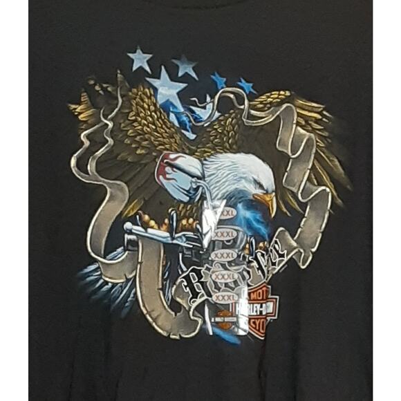Colonial‎ Harley Davidson Eagle Prince George VA Black Graphic Size 3XL NWT - Picture 2 of 12